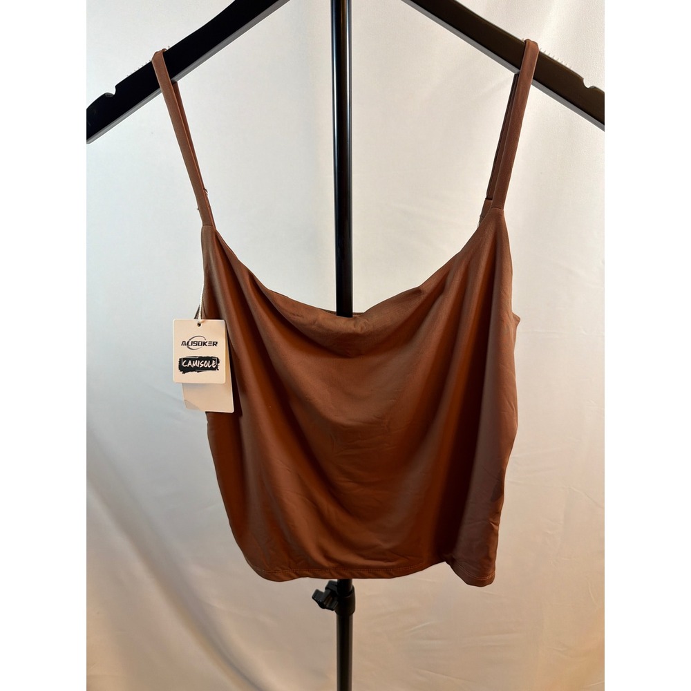 Alisoker Brown Cowl Neck Camisole Top Adjustable Straps Size Medium NWT